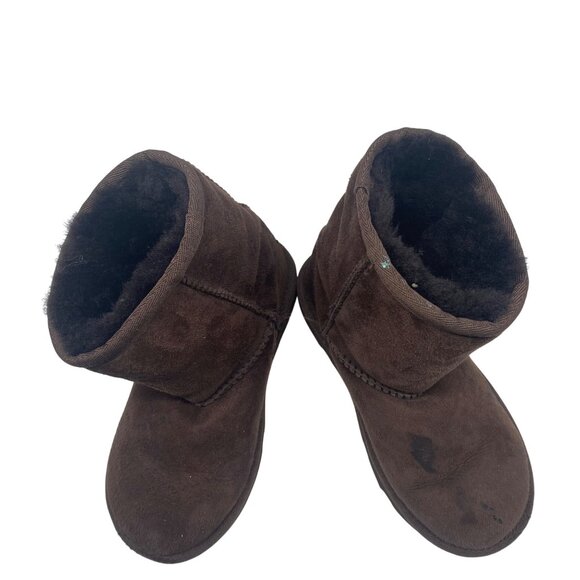 Ugg Girls Brown Suede Mid Calf Boots Size 12 Shearling Lining Outdoor Sole - Picture 12 of 14